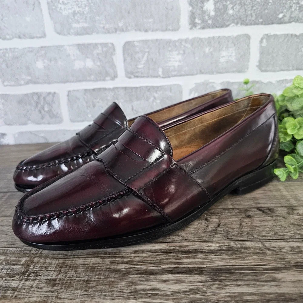 Vintage G.H. Bass Weejuns Logan Oxblood Penny Loafers Men's 9.5M Brazil 9206